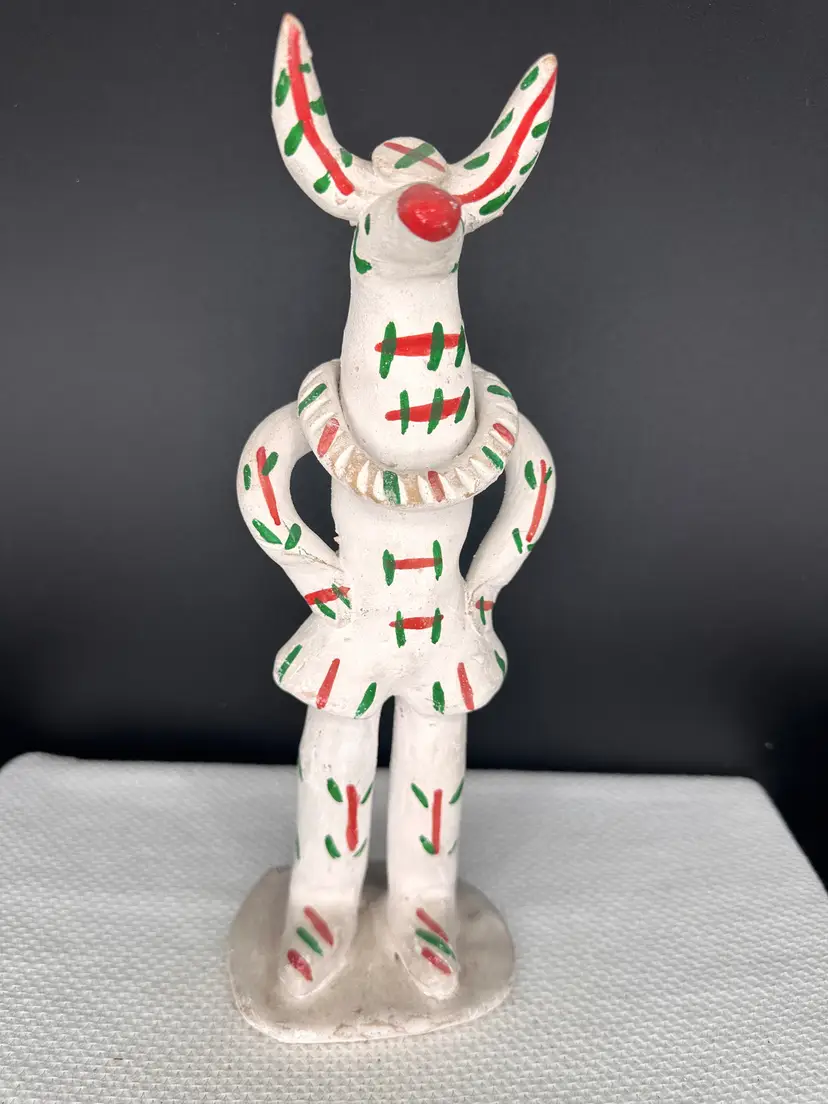 Vintage Mallorcan Anthropomorphic Siurell Clay Whistle Figurine.