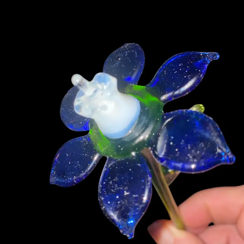 #68- Just In From Ukraine 9 Inch Hand Blown Glass Flowers As Pictured