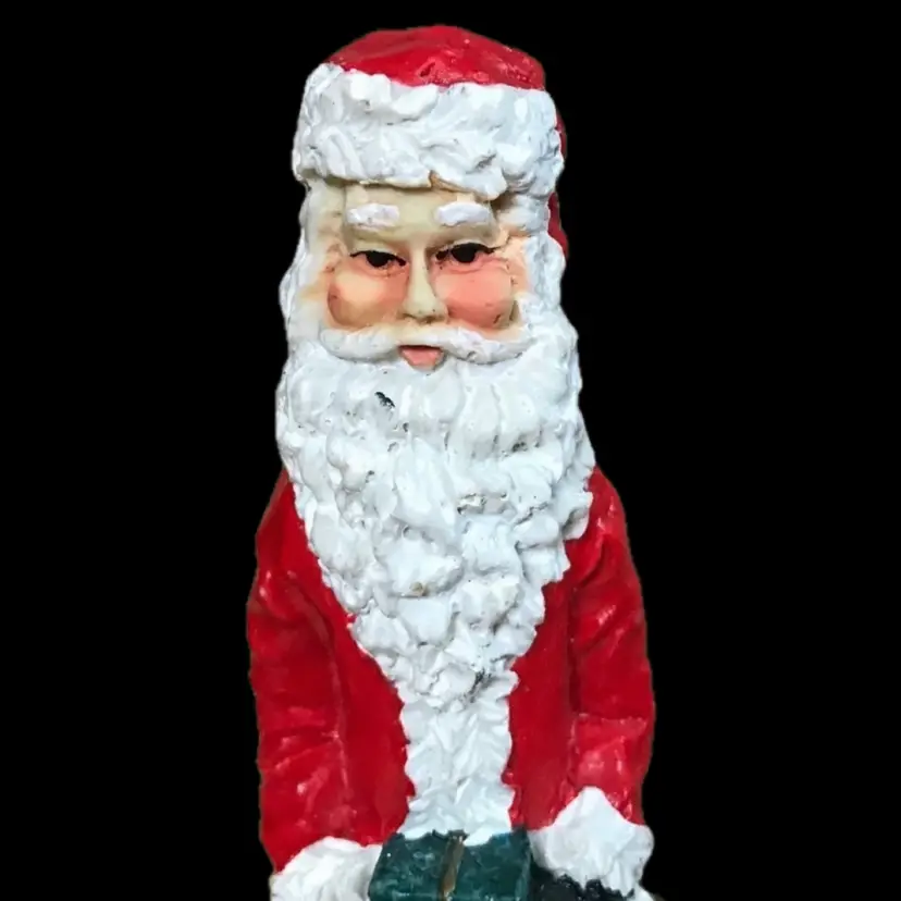 Vintage Resin Pencil Santa Claus Tall Skinny Figurine Christmas Kitsch Holiday