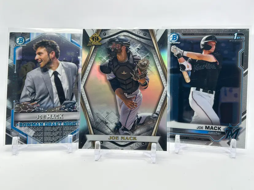 BC36 - Joe Mack 3-card Prospect lot - Draft Night, Platinum, Chrome 1st - Miami Marlins