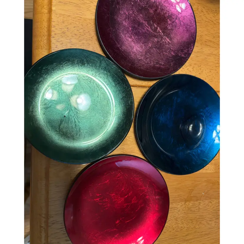 Set Of 6” Jewel-toned Glass Plates