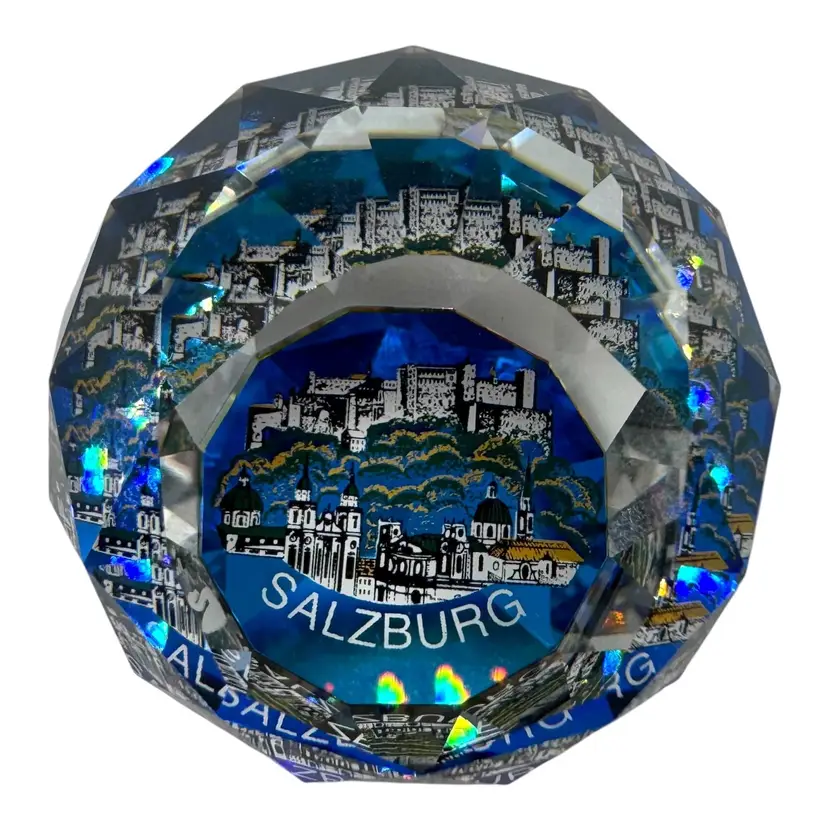 Vintage Swarovski Crystal Souvenir Paperweight Salzburg Austria Crystal 1.25”