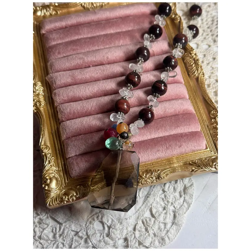 Mahogany Obsidian & Other Stones Necklace