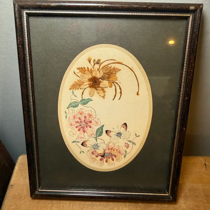 1978 Village Green Country Crafts Watercolor with Real Flowers - Butterfly