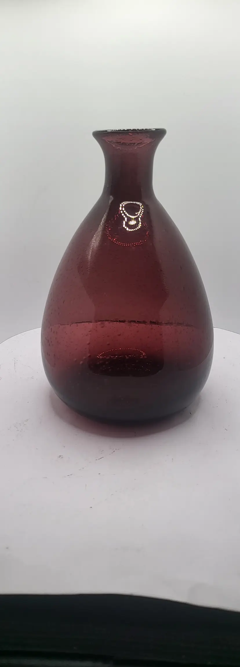 Amethyst Art Vase Hand Blown with bubbles 7.5 " high by 5"