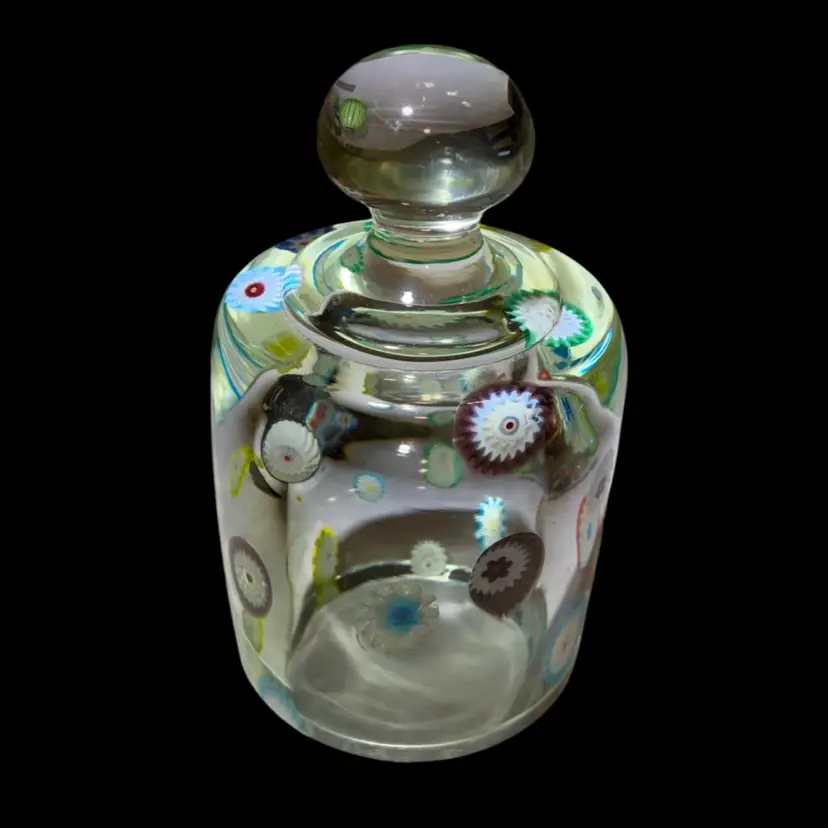 Fratelli Toso Murano Art Glass Millefiori Paperweight Knob Handle