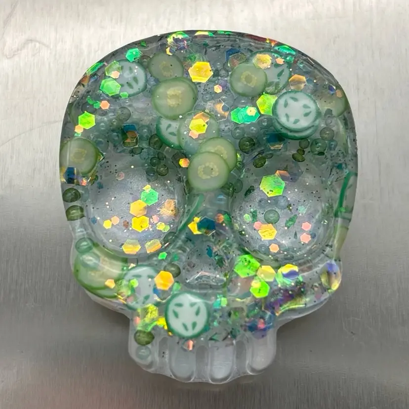 Glitter Pickle Skull Magnet - Made by Me