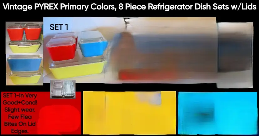 Set #1 Vintage Pyrex Refrigerator Dishes ~Primary Colors 8 pc Set ~ 501, 502, 503 VG PLUS COND