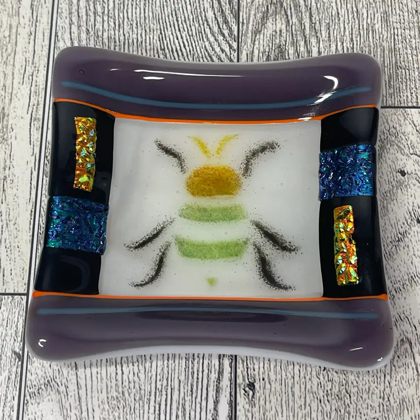 Fused Glass Trinket Dish With Bee