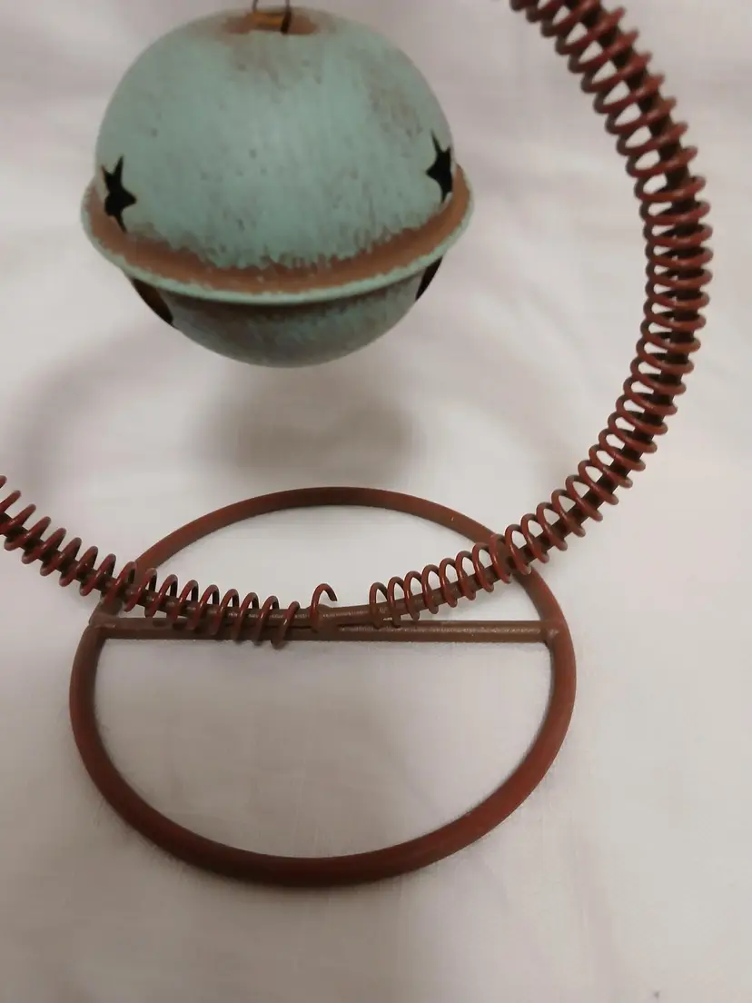 Rustic Metal Spiral Bell Snow Man