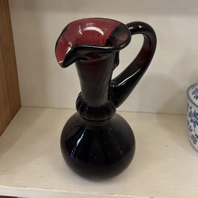 Small Amythyst Glass Pitcher Vase
