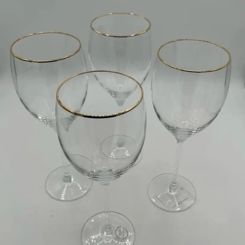 Set of 4 Lenox CrystalGold Rimmed Wine Glasses