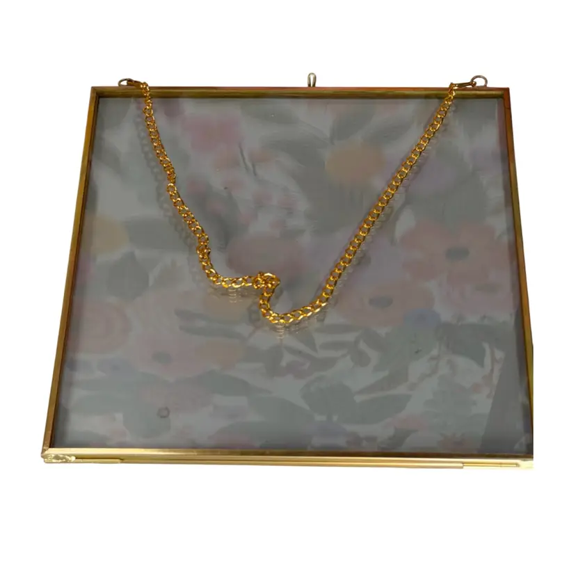 Vintage Brass & Glass Floating Frame | Hanging Pressed Flower Display | Double Glass Herbarium Frame | Botanical Wall Décor