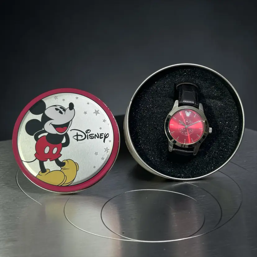 Mickey Mouse 75 Years Disney Special Ed. Watch 2004 w/ Tin RED Ticking Stars