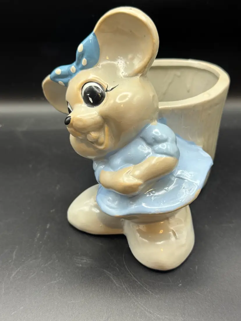 Vintage Anthropomorphic Ceramic Mouse Planter
