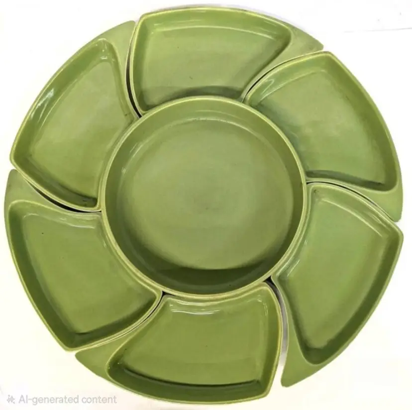 MCM Vintage Santa Anita Ware California 7-Piece Daisy Serving Set, 17" Diameter Assembled