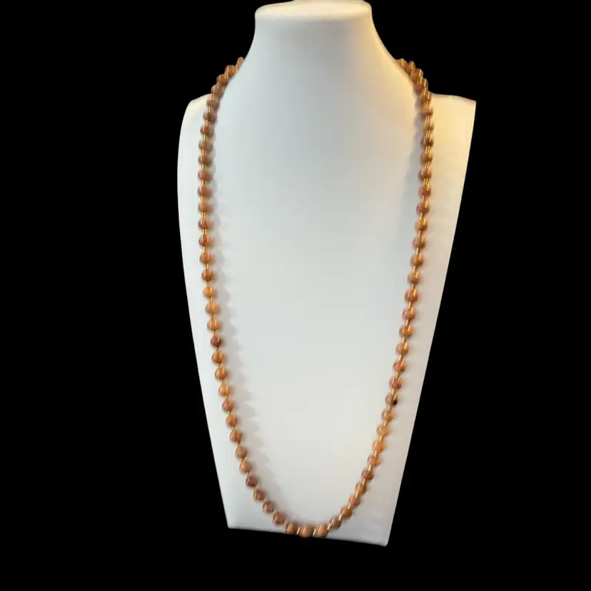 17 Jasper Stone Gold Tone Bead 32” Necklace