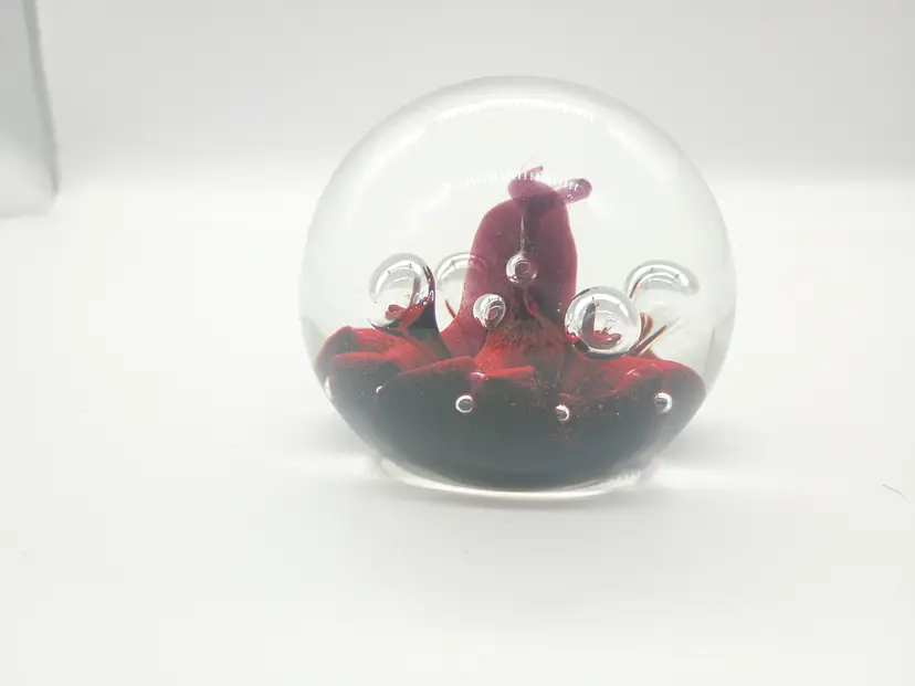 Caithness Scotland Moon Flower Hand Blown Art Glass 3" Paperweight.