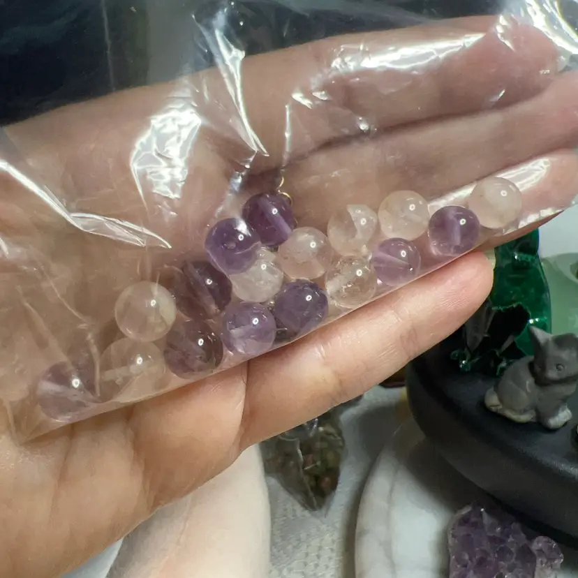 Bag Of Pre-Drilled Amethyst & Rose Quartz Beads