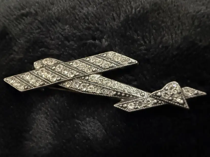 Airplane silver vintage/ antique Art Deco Style Rhinestone Brooch