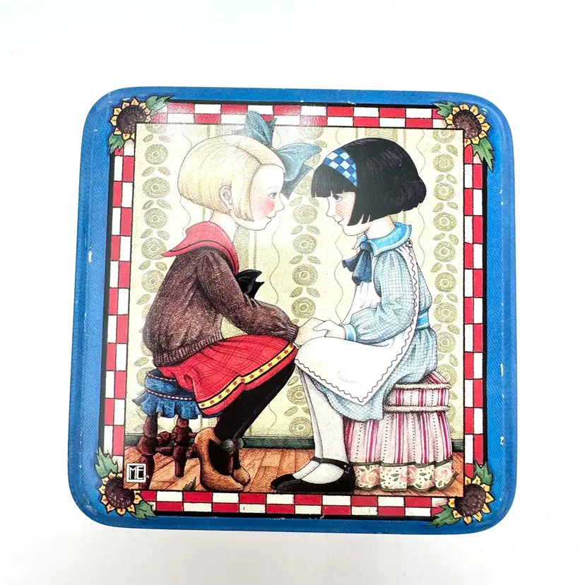 Mary Engelbreit Midwest Of Cannon Falls Decorative Tin 4 X 4” 2.5”H