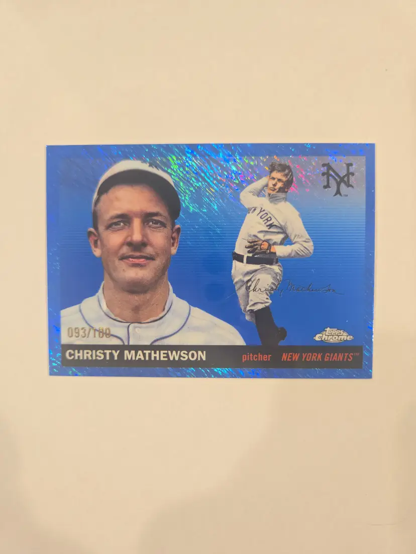 Christy Mathewson Topps Chrome Blue Refractor /100