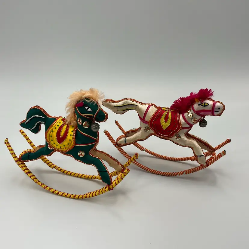 (2) Satin Embellished Rocking Horses