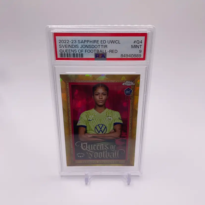 Sveindis Jonsdottir - Queens Of Football /5 - Rookie- PSA 9- Wolfsburg- 2022-23 Topps Chrome Sapphire Edition Uefa Women's Champions League- Soccer card