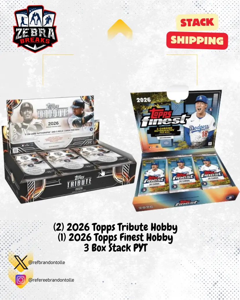 ZB 26304: 2026 Topps Tribute/2026 Finest Hobby 3 Box Stack PYT (Rips 7/31)