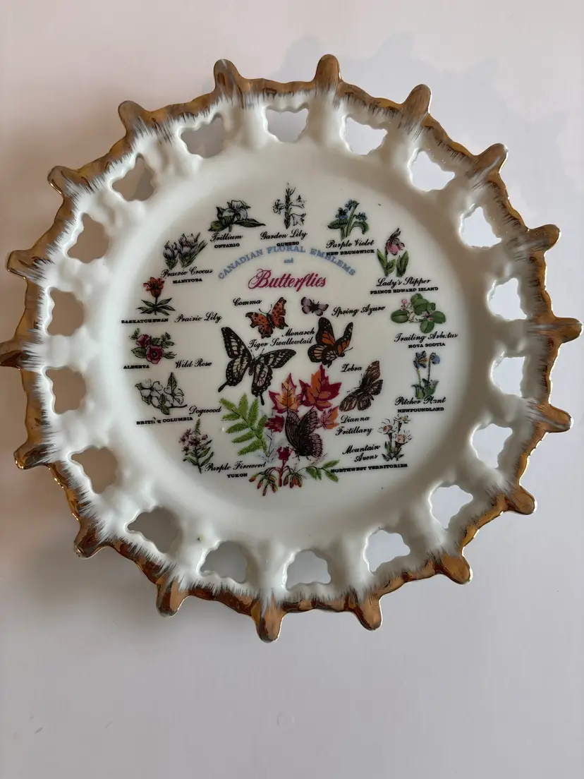 Butterfly Motif Lace Edge Plate