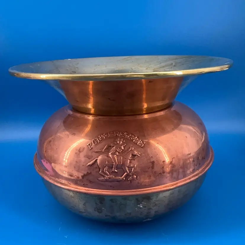 Vintage Pony Express Copper & Brass Cuspidor Spittoon