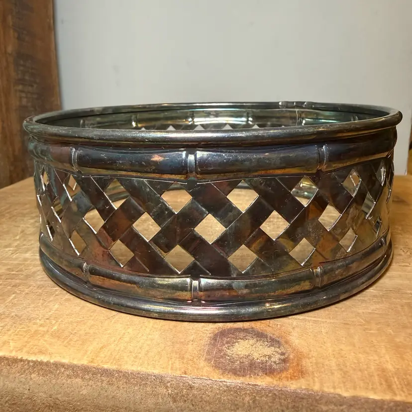 Vintage Silver-Plate Round Casserole Dish Holder Trivet