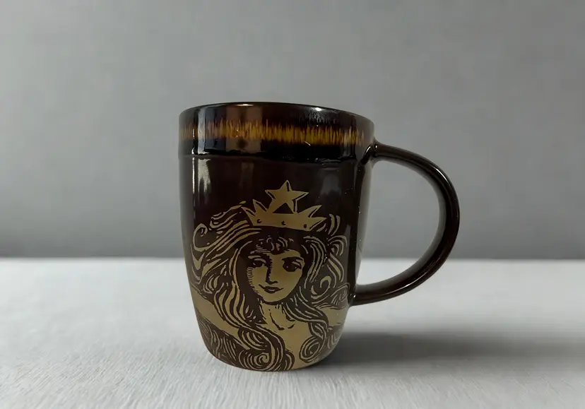Starbucks 2012 Anniversary Siren Mug Brown Gold New Bone China Mermaid Coffee Cup Collectible