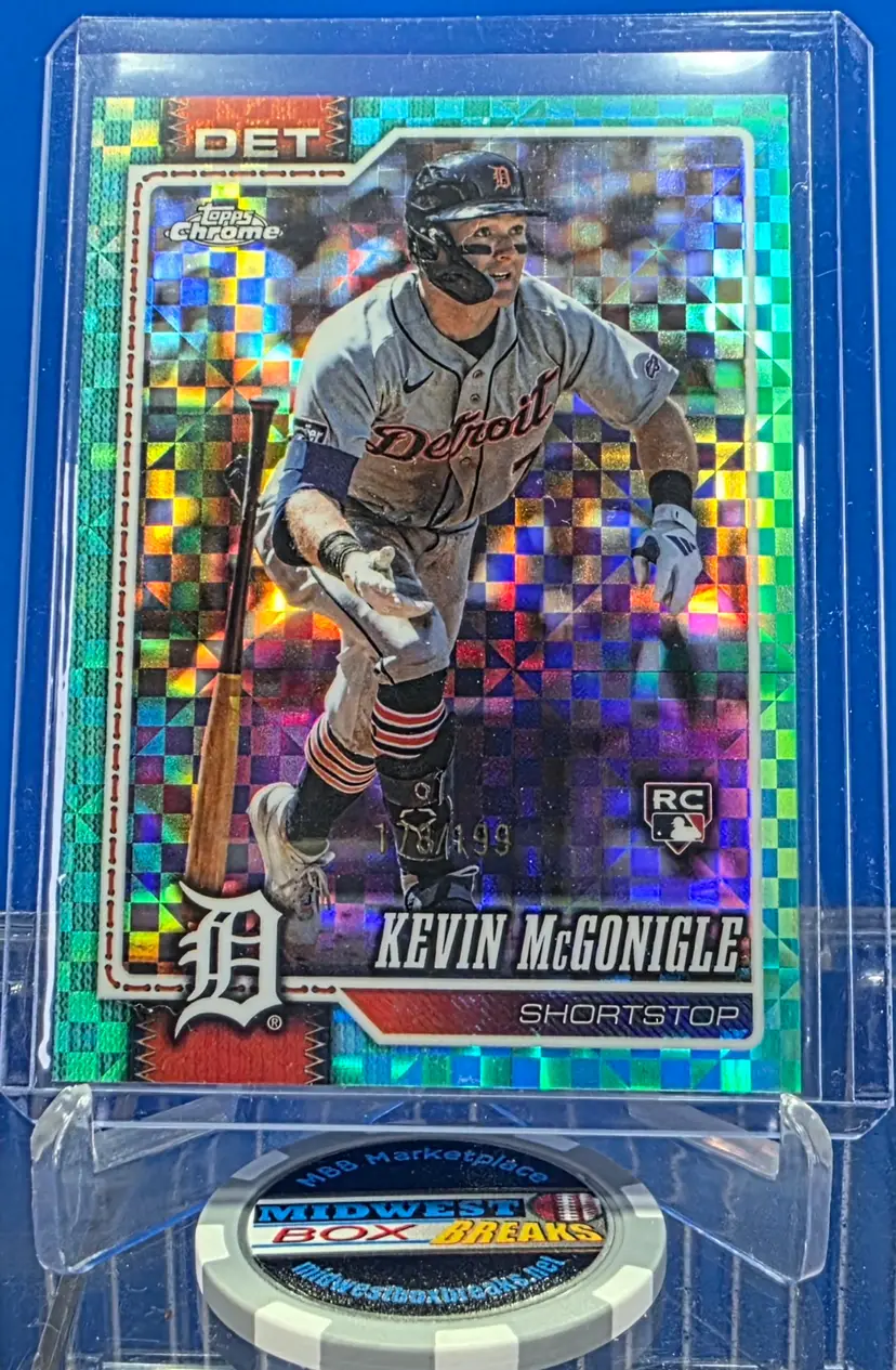 Kevin McGonigle 2026 Topps Chrome RC Aqua /199 X-Fractor Parallel #16 Detroit Tigers