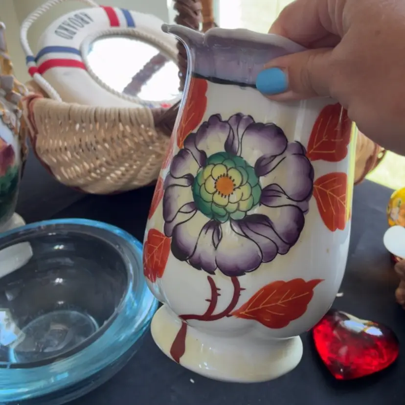 Nagoya-Japan Hand Painted Purple And Orange Luster Vase