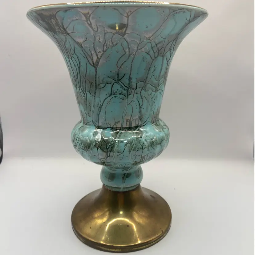 Old Dutch Delft Aqua Vase, Holland, Vintage