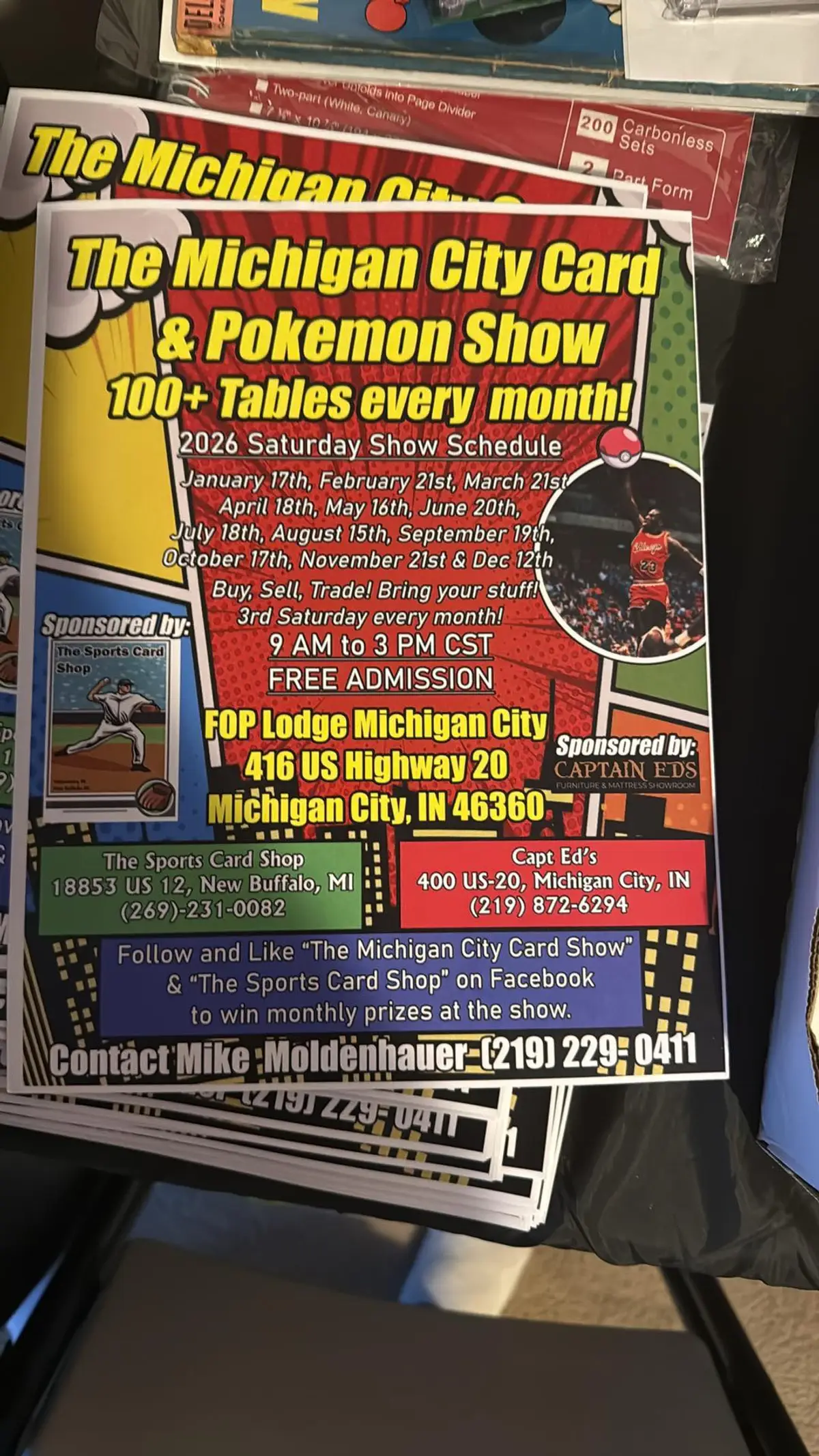 The Michigan City Card and Pokémon Show flyer