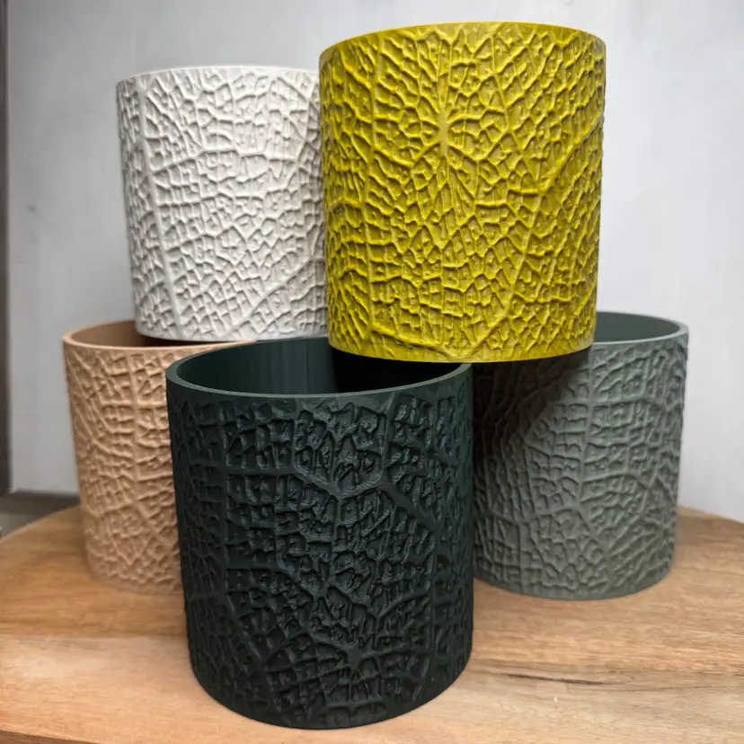 Plant Cover Pot - Leaf Texture - 4.5" x 4.5"