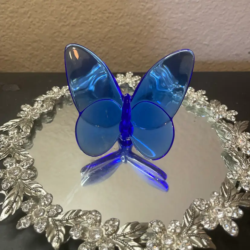 Stunning Baccarat France 3” Blue Papillon Lucky Butterfly