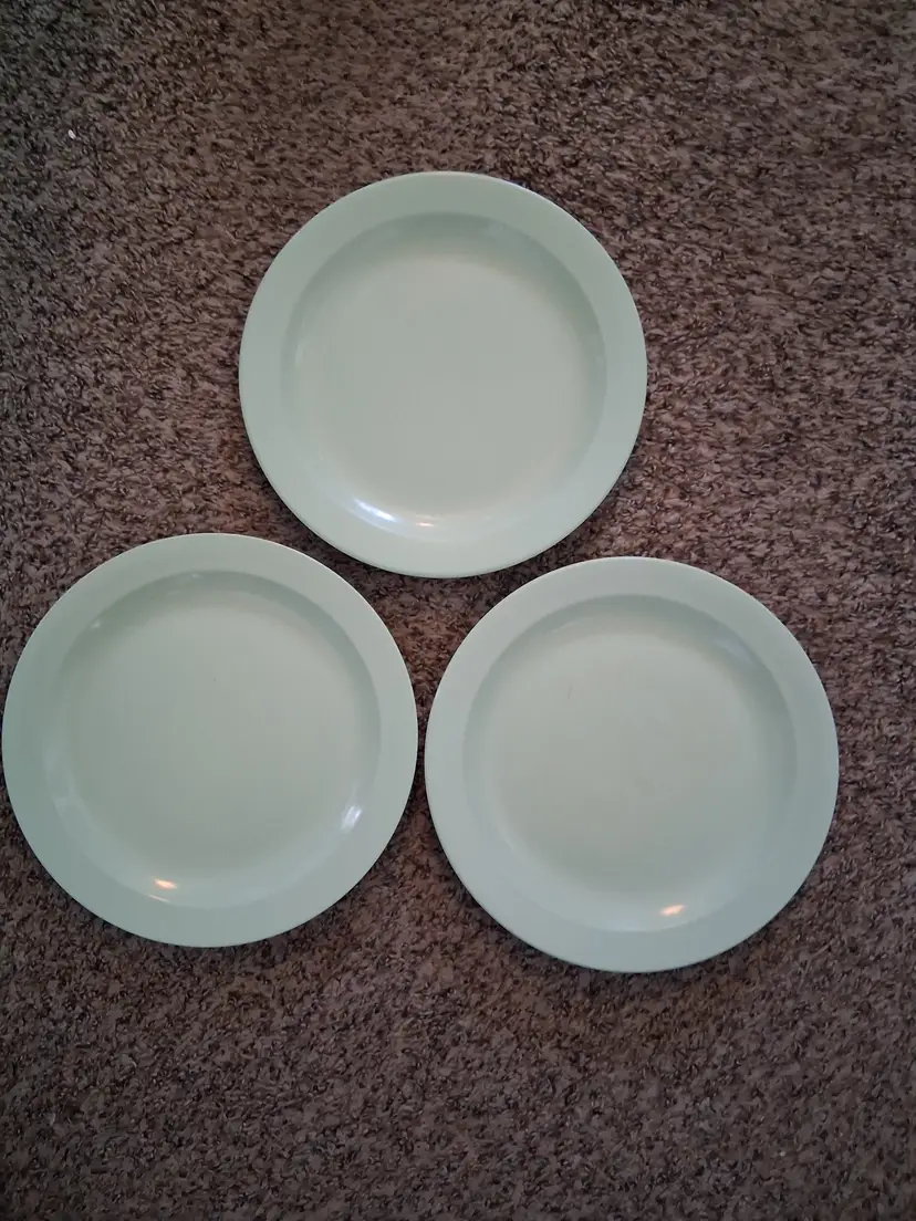 Vintage Pastel Green Melamine Dinner Plates ~ Set of 3