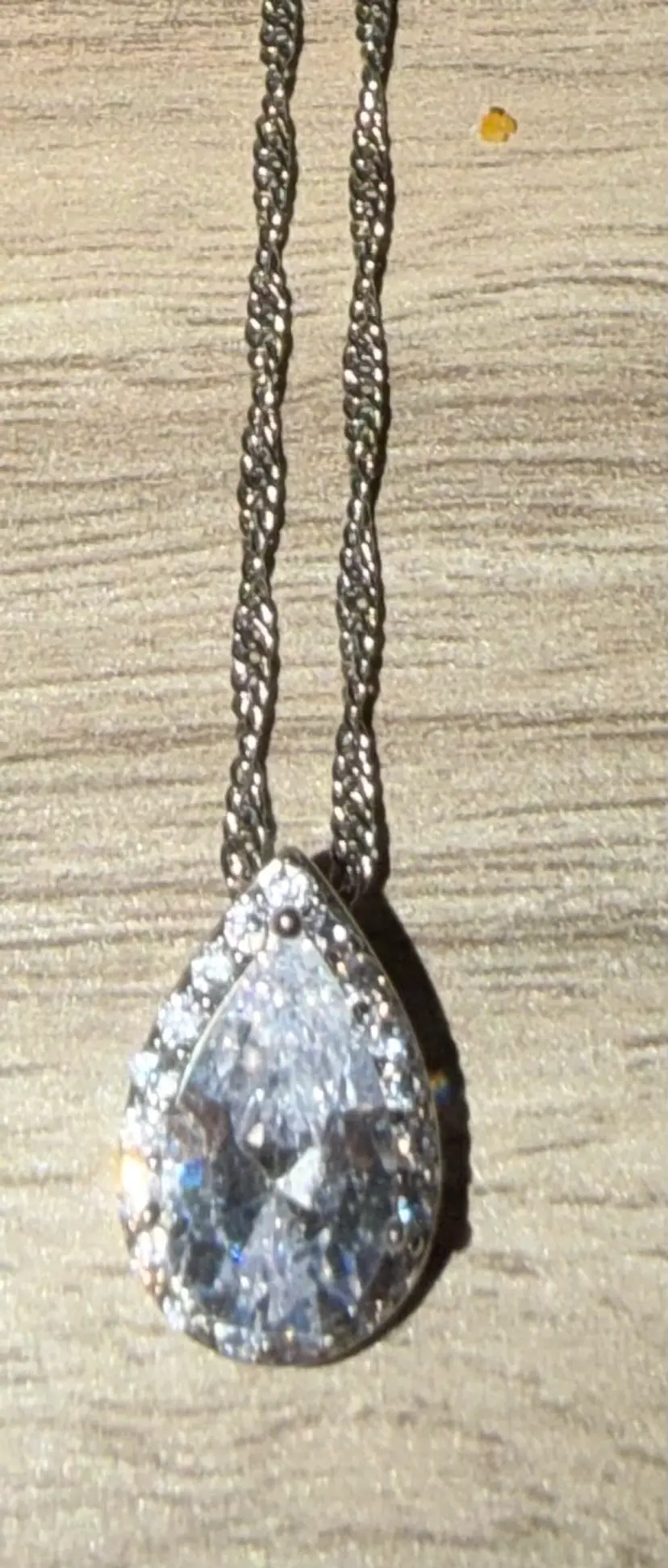Rhinestone Teardrop Halo Pendant Necklace