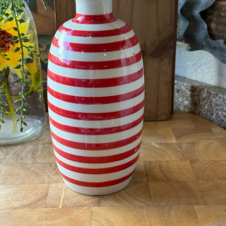 Donegal Parian China Ireland Red & White Striped Bud Vase | Vintage Irish Pottery