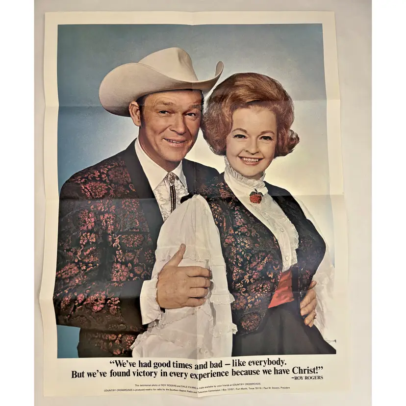 Roy Rogers Dale Evans 1990s Paper Poster Country Western Cowboy Vintage