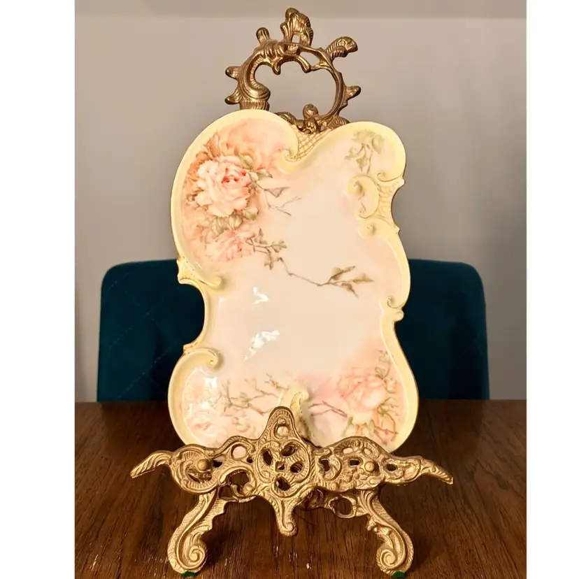 😻 9.5x7” antique GDA (Gerard, Dufraisseix and Abbot) Limoges porcelain vanity tray from France