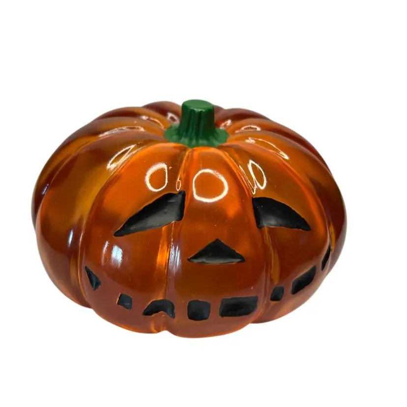 Midwest Of Cannon Falls Vintage Lucite Jack-O-Lantern @3 1/2x5 1/2 Glows