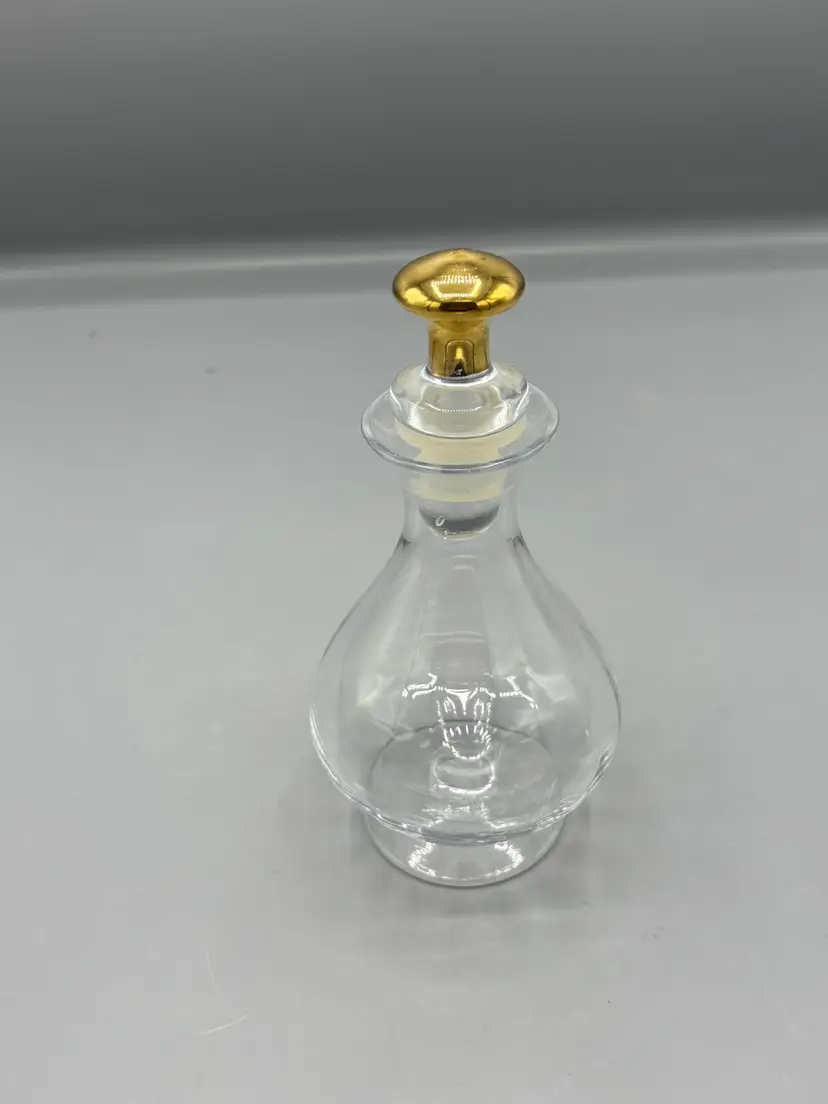 Hand blown glass  perfume bottle with gold stopper