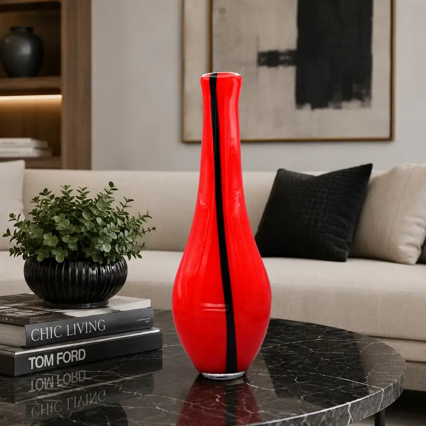 Vintage Murano-Style Red Art Glass Vase