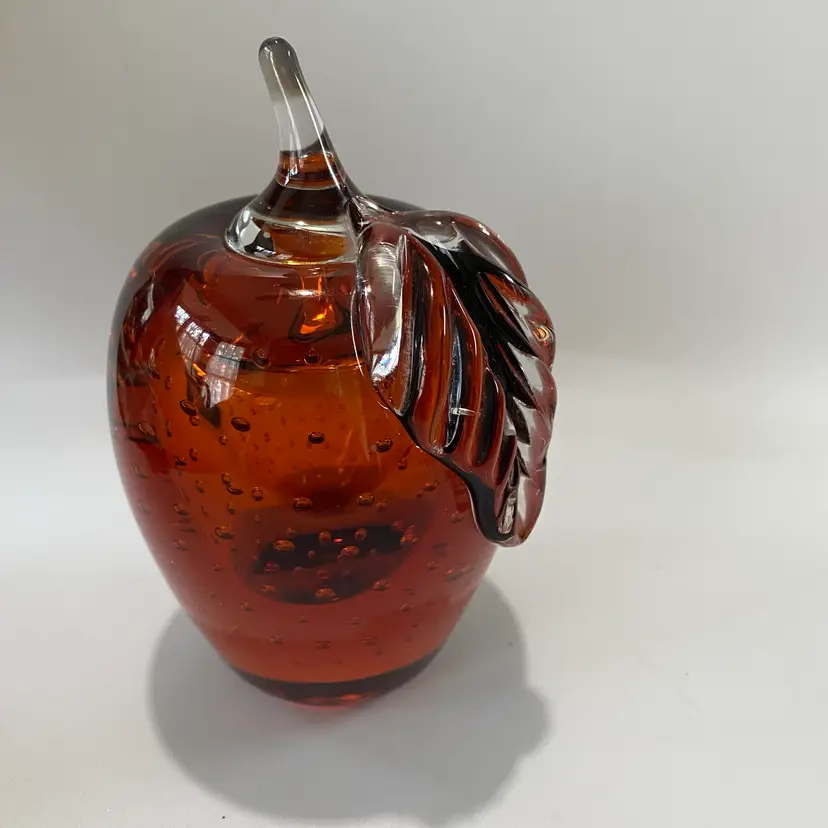 Tiffin Glass Amber Apple Paperweight No Chips Or Cracks