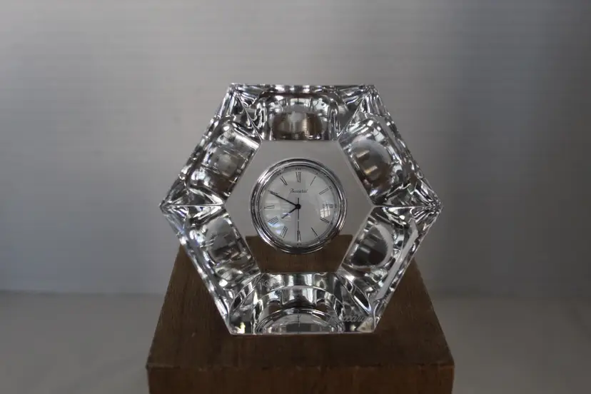 Baccarat Malmaison Abysse Desk Clock Hexagon With Box