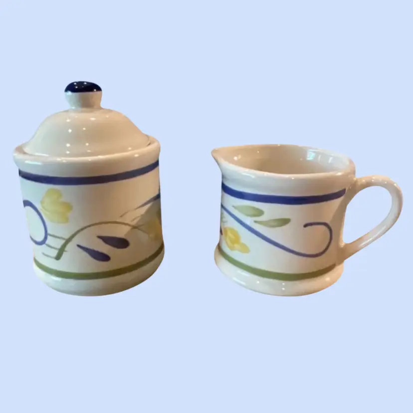 #363- Vintage Cream & Sugar Set Stoneware Pottery